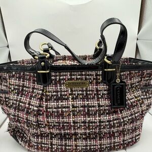 Coach Tweed Tote with Black Leather Accents MA H1271-F20025